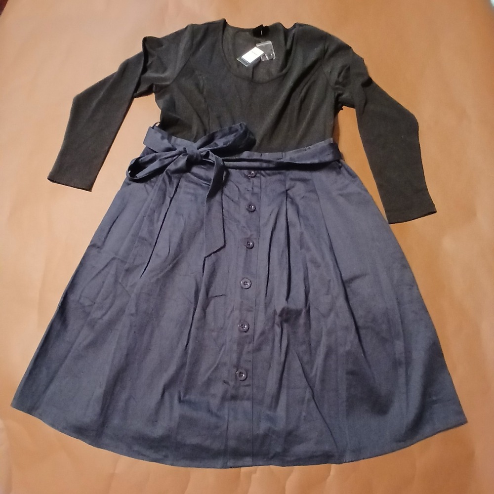 CITY CHIC Women's 16 Uptown Girl Mini Dress Navy Blue Belt Buttons